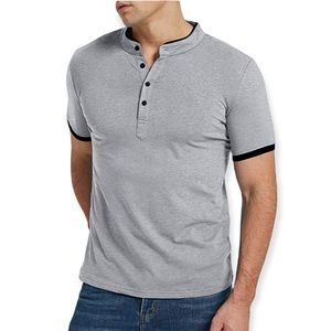 Kuyigo Men's Polo Shirt Short Sleeve Casual Slim Fit, Medium Gray